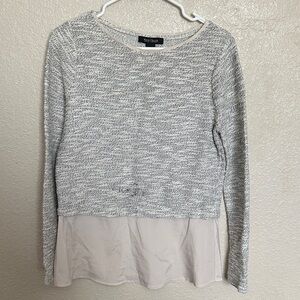 White House Black Market Gray and Cream Knit Top